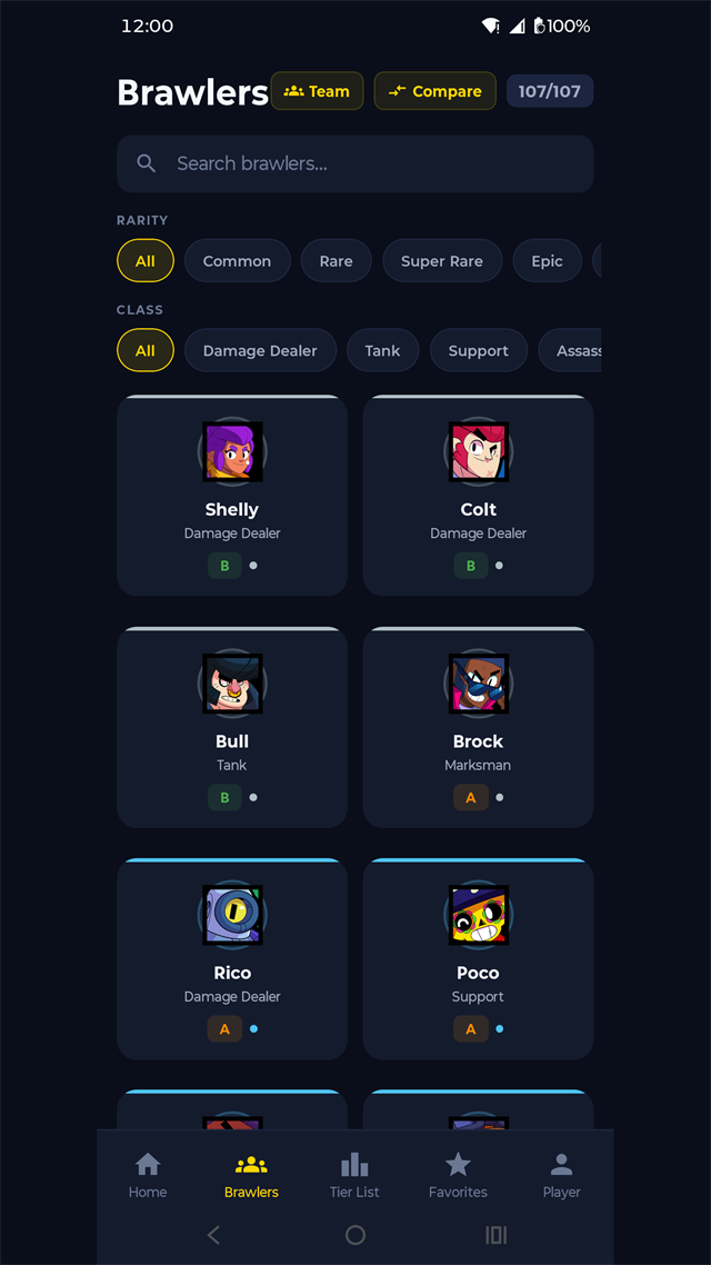 BrawlBuddy brawler roster screen