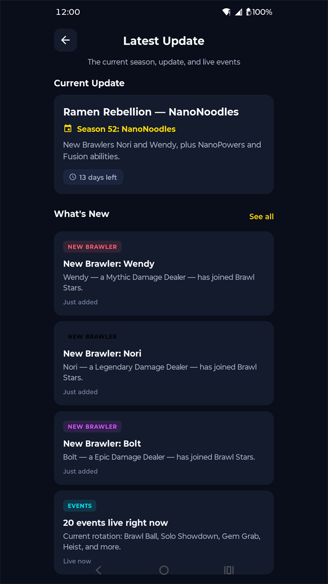 BrawlBuddy latest update and season screen